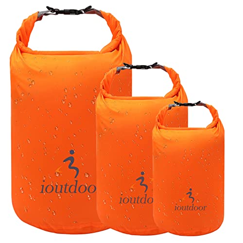 ioutdoor Dry Bag 2L/5L/10L/20L/40L/70L wasserdichte Tasche, Ultra-Light Trockensack Wasserdicht, Abriebfest, Reißfest, für Kajakfahren, Strand, Schwimmen, Camping (Orange) von ioutdoor