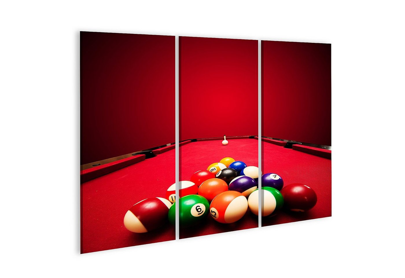 islandburner Leinwandbild Bild auf Leinwand Billard Pool Spiel Farbe Bälle im Dreieck Zielt auf von islandburner