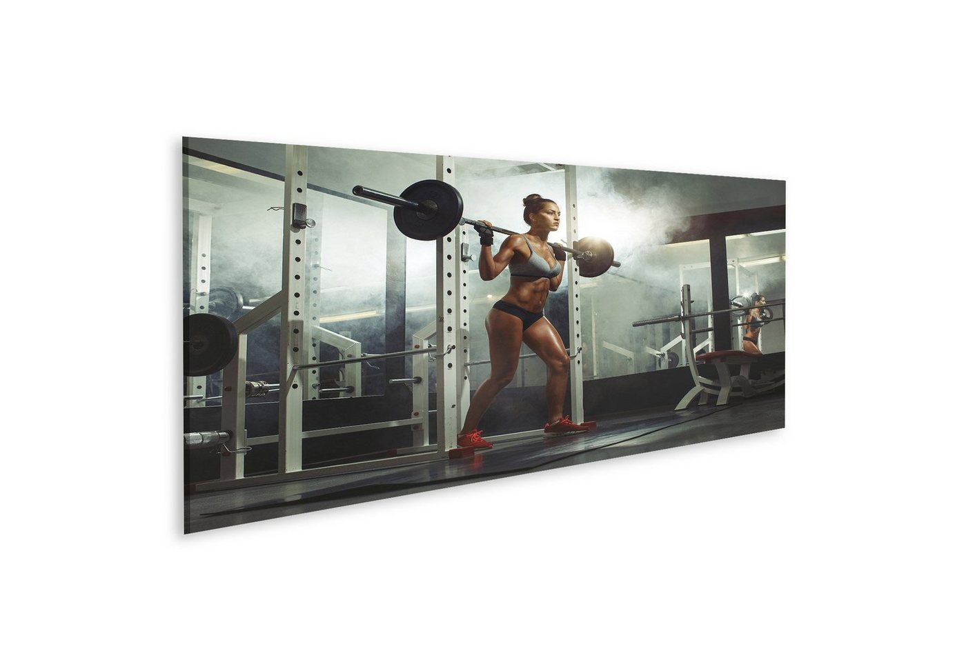 islandburner Leinwandbild Bild auf Leinwand Frau hebt Hantel Gewicht Gym Wandbild Leinwandbild W von islandburner