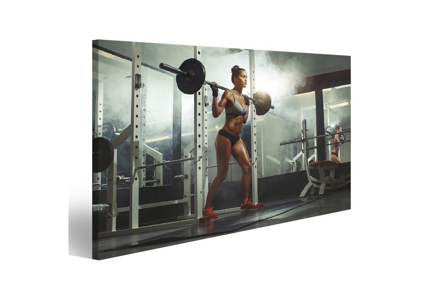 islandburner Leinwandbild Bild auf Leinwand Frau hebt Hantel Gewicht Gym Wandbild Leinwandbild W von islandburner