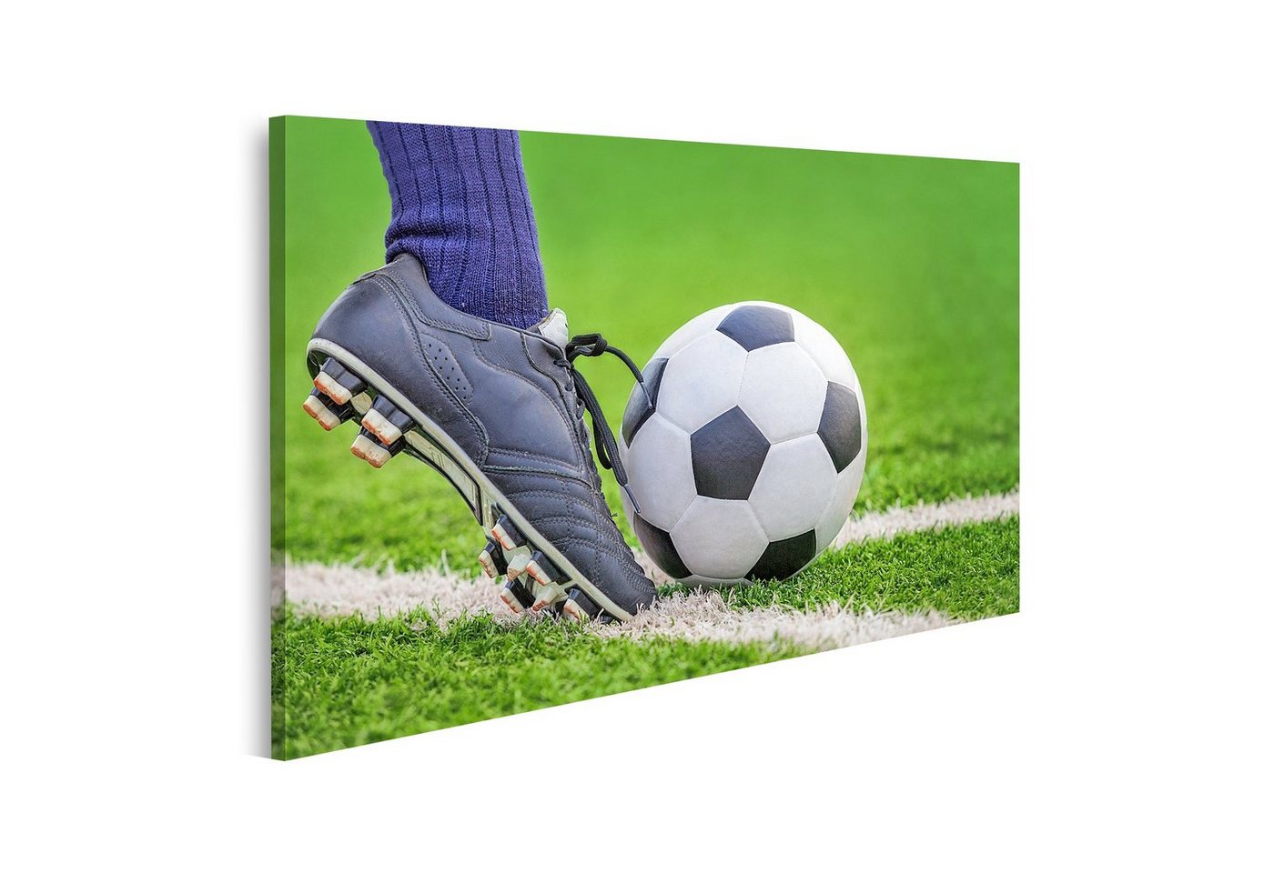 islandburner Leinwandbild Bild auf Leinwand Schießen Fußball Ball seine Füße Fußballfeld Wandbil von islandburner