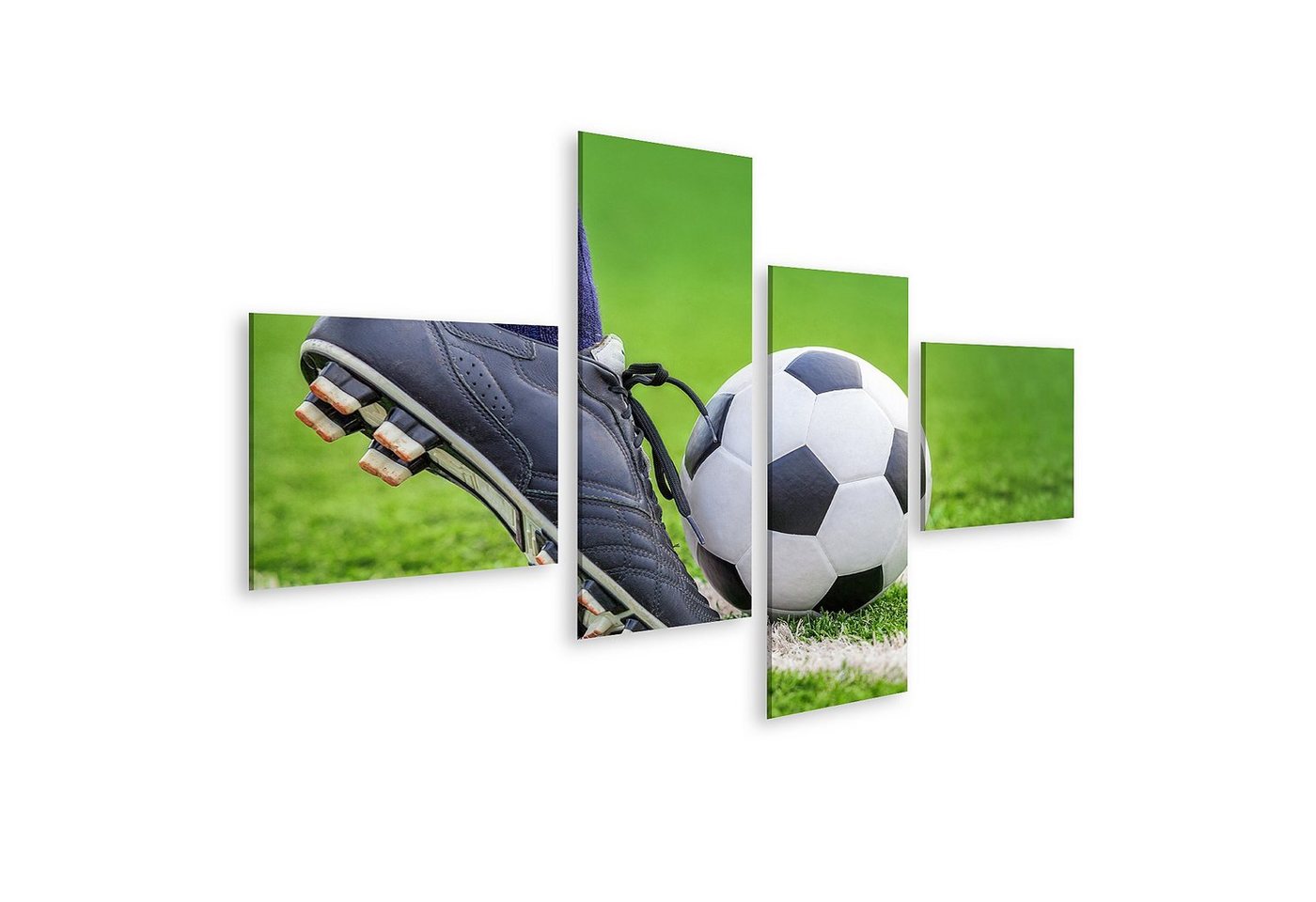 islandburner Leinwandbild Bild auf Leinwand Shoot A Soccer Ball mit seinen Füßen auf dem Fußball von islandburner
