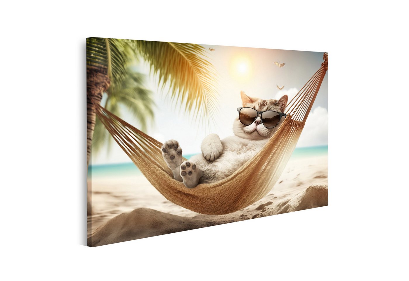 islandburner Leinwandbild Lustige Katze Mit Sonnenbrille Meer Strand Haustier Entspann Bilder von islandburner
