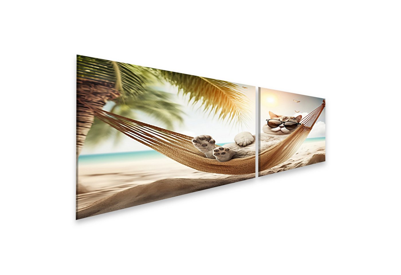 islandburner Leinwandbild Lustige Katze Mit Sonnenbrille Meer Strand Haustier Entspann Bilder von islandburner