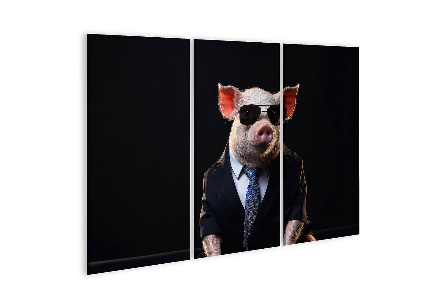 islandburner Leinwandbild Schwein Tiergestalt Mann im Anzug Sonnenbrille Witz Chef Bilder von islandburner