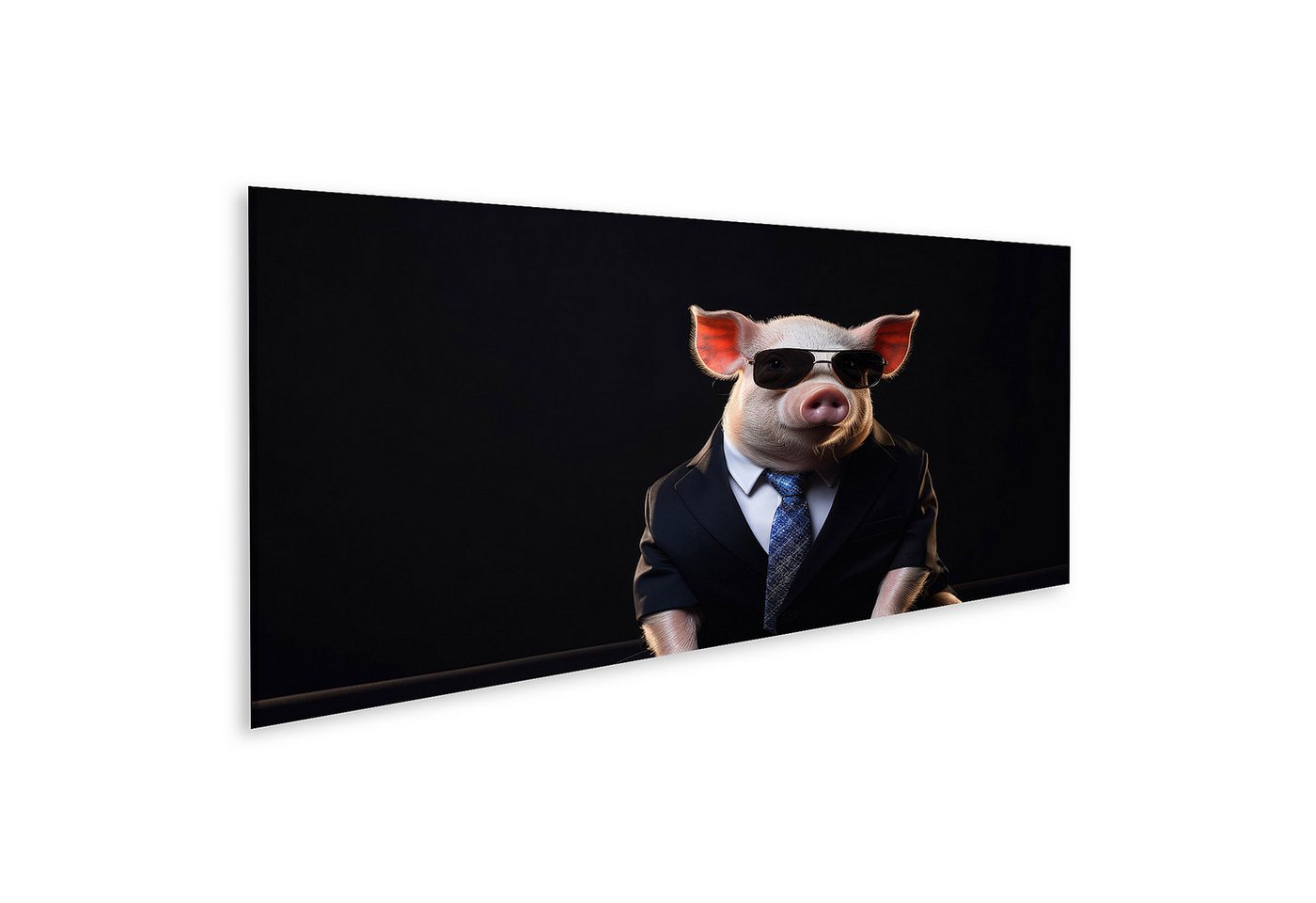 islandburner Leinwandbild Schwein Tiergestalt Mann im Anzug Sonnenbrille Witz Chef Bilder von islandburner