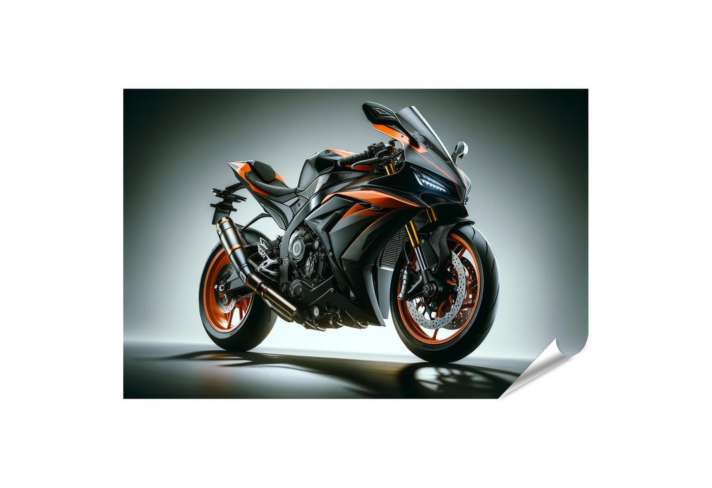 islandburner Poster Dynamisches Hochleistungs-Sport Motorrad in Orange-Schwarz von islandburner