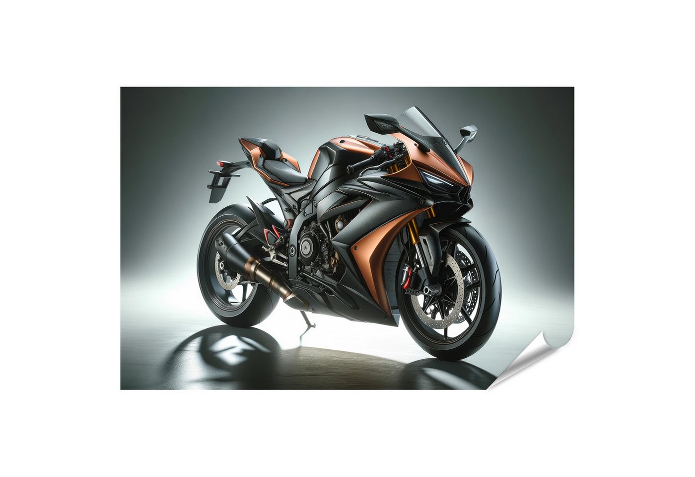 islandburner Poster Metallisch Oranges Sport Renn Motorrad mit Eleganten Linien von islandburner