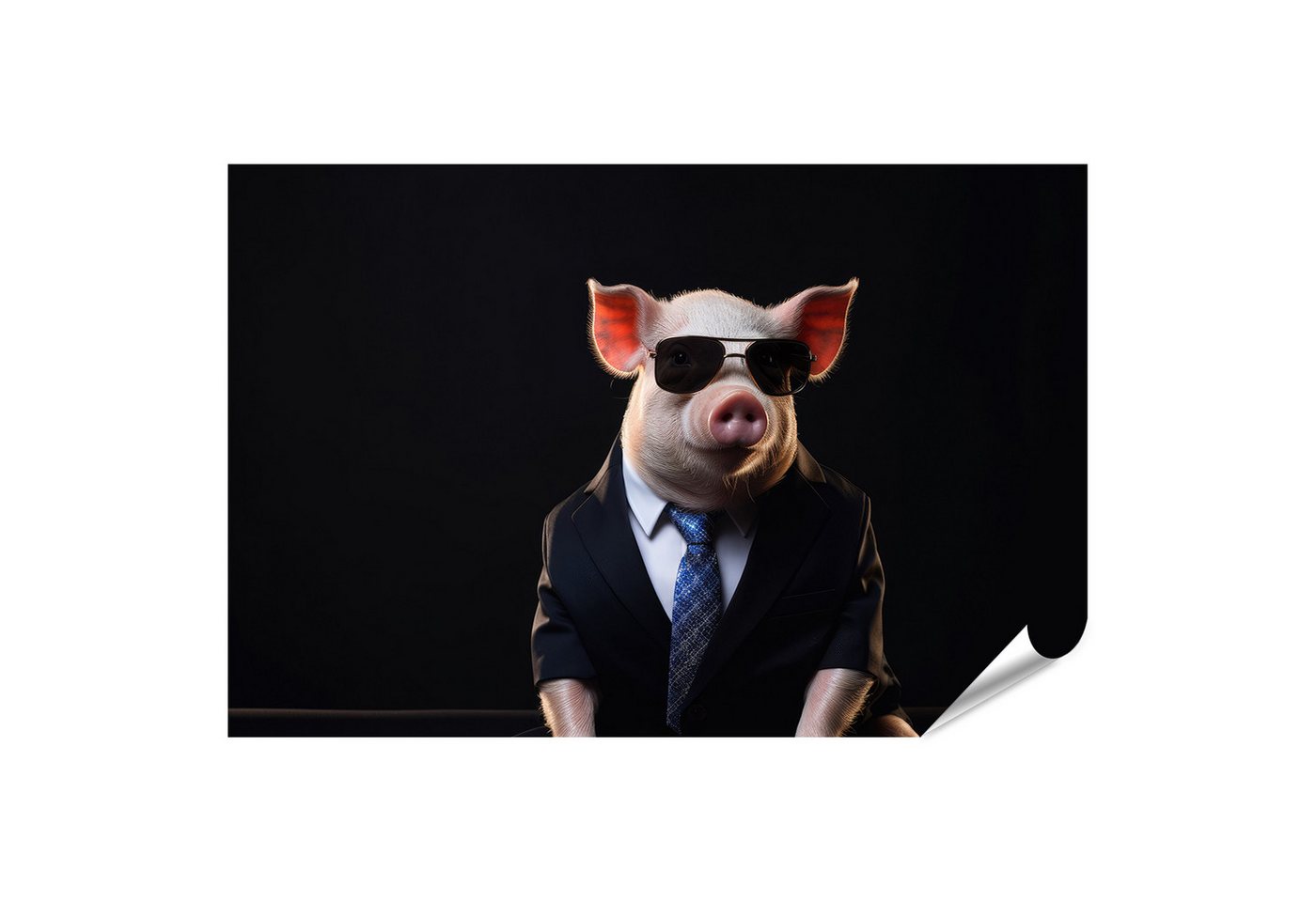 islandburner Poster Schwein Tiergestalt Mann im Anzug Sonnenbrille Witz Chef Bilder von islandburner