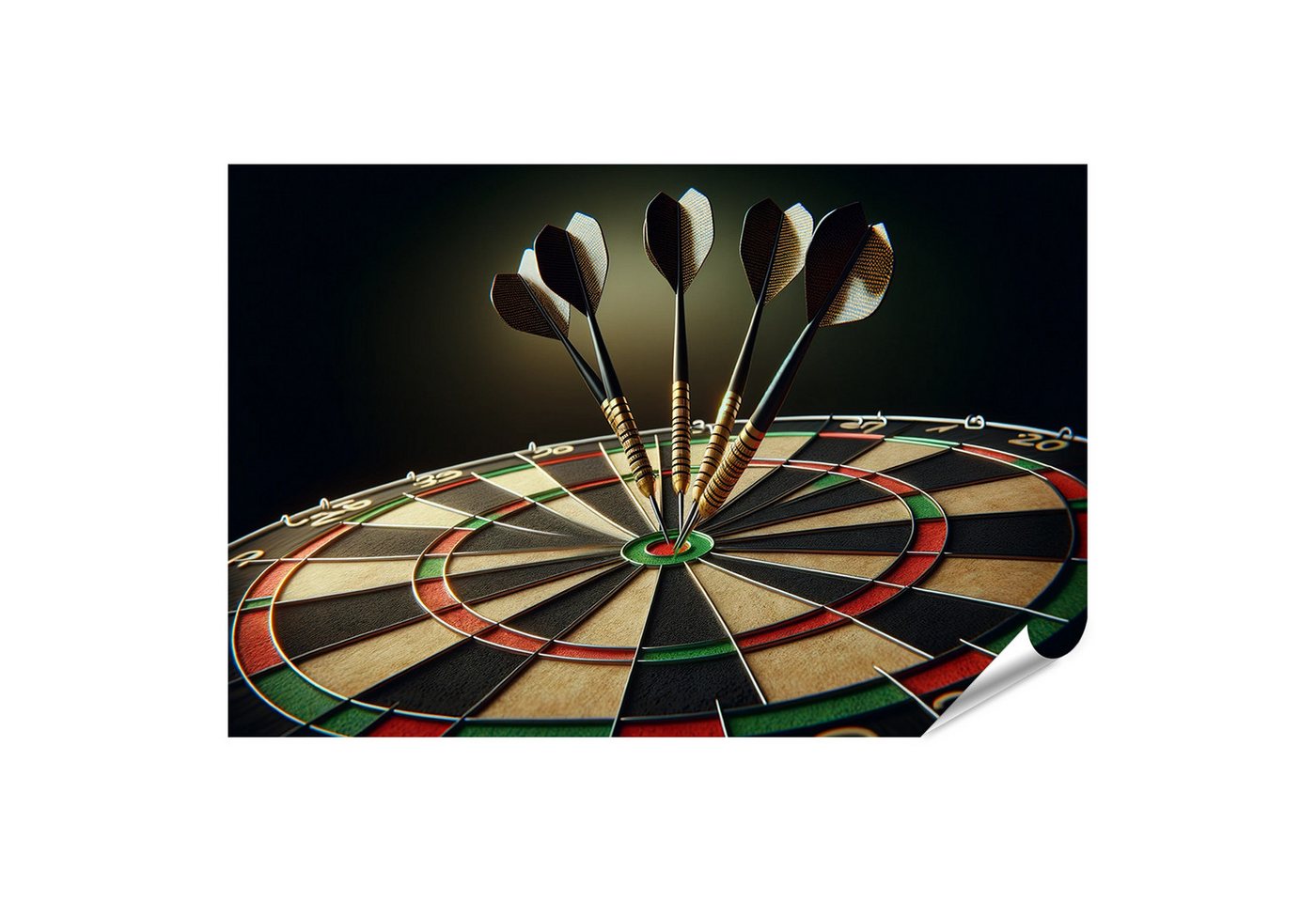 islandburner Poster Traditionelle Dartscheibe Darts im Bullseye weite Landschaft von islandburner