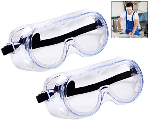 iwobi 2 Pack Schutzbrille, Beschlagfreie Vollsichtbrille auch für Brillenträger, Augenschutz Arbeitsbrille, Sicherheits-Überbrille für Baustelle, Labor, Werkstatt von iwobi