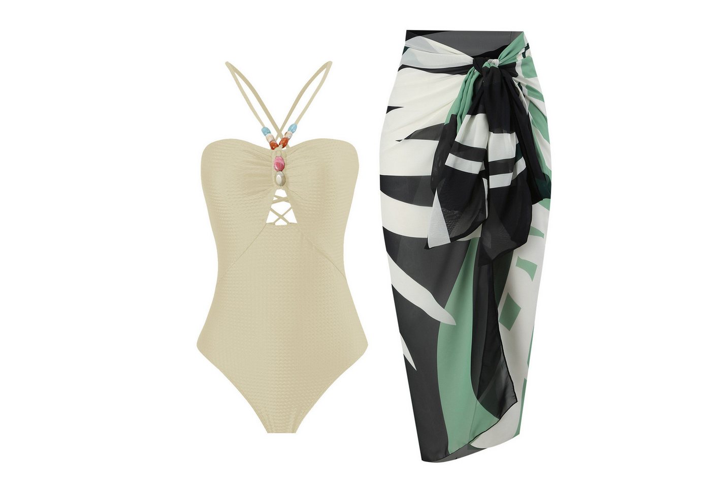 jalleria Badeanzug Damen-Badeanzug-Set, einfarbig einteilig schlankmachend von jalleria