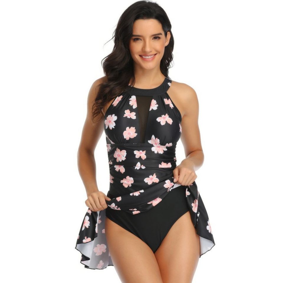 jalleria Badeanzug Sportlicher Bikini-Badeanzug mit Netzrock in Übergröße von jalleria