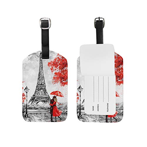 Jeansame Kofferanhänger Kofferanhänger Reisegepäckanhänger Vintage Paris Eiffelturm Blumen Ölgemälde multi two luggage tags von jeansame