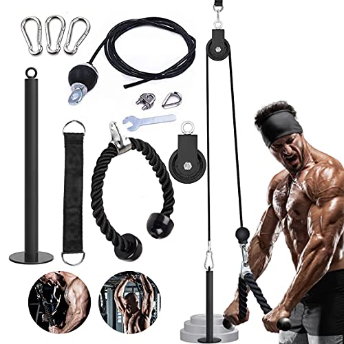 jiuzcare Trizeps Seilzug Fitness System Kabelzug Fitness Seilzug Latzug Arm Krafttraining Pulley System Pull Down Machine Cable Trainingsgerät Trizeps Fitnessgerät Unterarmtrainer Mit Trizepsseil von jiuzcare