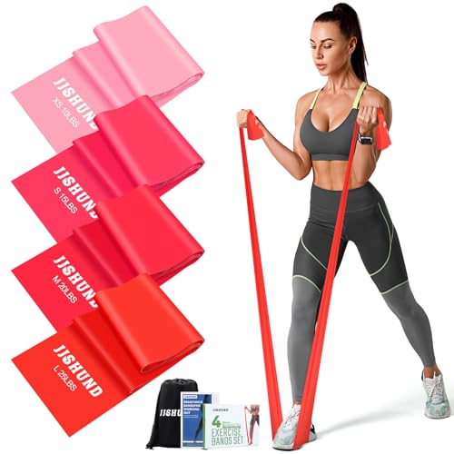 4er-Set Fitnessbänder, 2m Resistance Bands Lang Gymnastikband in 4 Stärke Fitnessband Widerstandsbänder für Pilates Yoga Rehabilitation für Männer und Frauen von jjshund