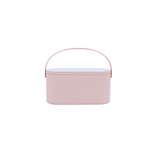 jonam Aufbewahrungsboxen Portable Jewelry Organizer Organizer für Kosmetik Aufbewahrungsbox Makeup Case Reise Makeup Aufbewahrungstasche mit LED Beleuchteter Spiegel.(Color:Pink) von jonam
