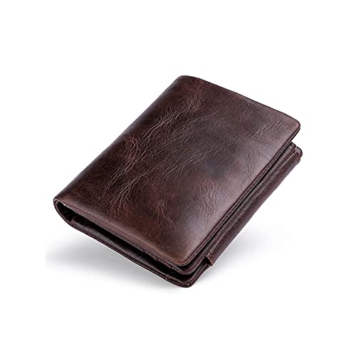 jonam Geldbörse für Damen Anti-Theft Damen Brieftasche Retro Tri-Fold Visitenkartenhalter Geld Tasche Brieftasche Retro Leder Brieftasche (Color : Coffee) von jonam