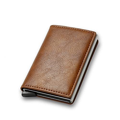 jonam Geldbörse für Damen Carbon FiberCard Holder Men Wallets Money Bag Zipper Coin Purse Small Leather Mini Slim Wallets (Color : Bruin) von jonam