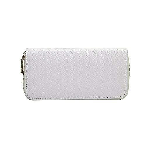 jonam Geldbörse für Damen Damen Lange Brieftasche Leder Brieftasche Clutch Bag Checkbook Quaste Brieftasche Lange Leder Brieftasche (Color : White) von jonam