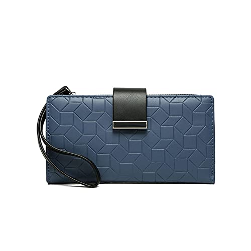 jonam Geldbörse für Damen Damen Lange Brieftasche Mode Damen Geld Tasche Große Kapazität Brieftasche mit Armband Reißverschluss Münze Geldbörse (Color : Blue) von jonam