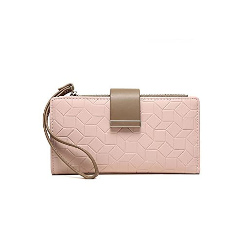 jonam Geldbörse für Damen Damen Lange Brieftasche Mode Damen Geld Tasche Große Kapazität Brieftasche mit Armband Reißverschluss Münze Geldbörse (Color : Pink) von jonam