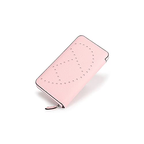jonam Geldbörse für Damen Designer aushöhlen Frauen Echtes Leder Lange Geldbörsen Leder Kupplung Tasche Herren- und Frauen Geldbrieftasche (Color : Pink) von jonam