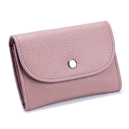 jonam Geldbörse für Damen Echte Leder-Mappen-Frauen-beiläufige einfache weibliche Kurze Kleiner Geldbeutel Geldbörse Kartenhalter mit Reißverschluss-Taschen (Color : Pink) von jonam