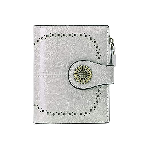 jonam Geldbörse für Damen Echtes Leder Brieftaschen for Frauen, die kleine einfache Kurze Bifold-Mini-Münz-Taschengeldbörse for jugendlich Mädchen blockieren (Color : Grijs) von jonam