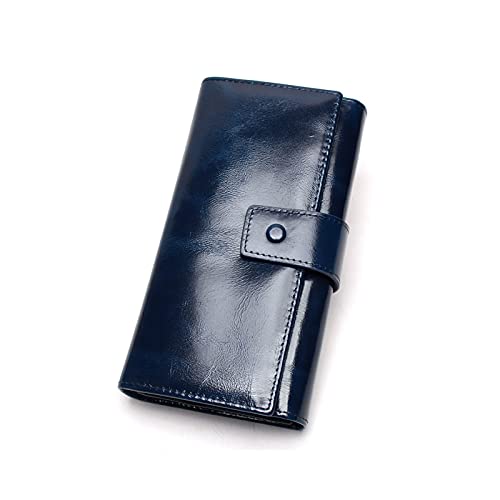 jonam Geldbörse für Damen Echtes Leder Frauen Brieftasche Clutch Bag Weibliche Lange Kartenhalter Lady Münze Geldbörse (Color : Blue) von jonam