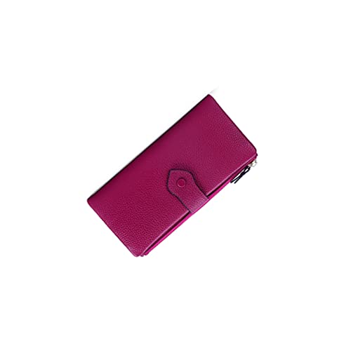 jonam Geldbörse für Damen Echtes Leder Frauen Brieftasche Mode Reißverschluss Geldbörsen Rindsleder Brieftaschen Lange Geld Geldbörsen (Color : Red) von jonam