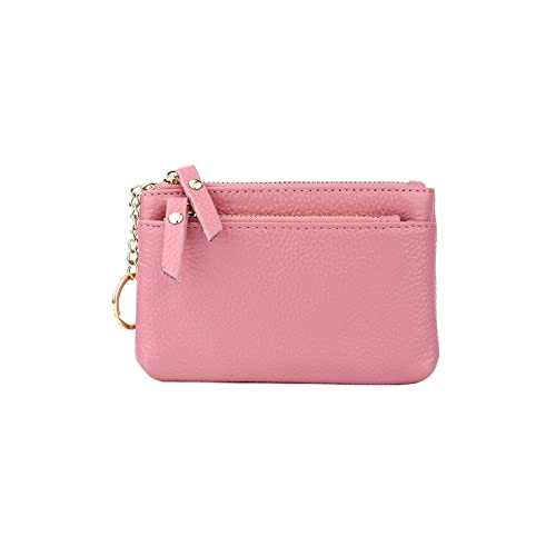 jonam Geldbörse für Damen Echtes Leder Frauen Brieftasche mit Schlüsselinhabern Design Zipper Münze Geldbörsen (Color : Pink) von jonam