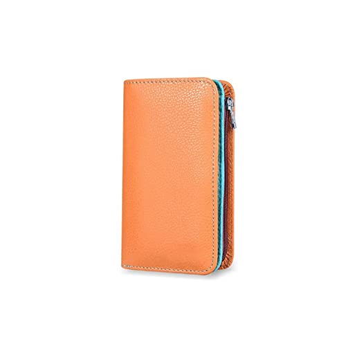 jonam Geldbörse für Damen Echtleder Frauen Brieftasche Haspe Kleine und schlanke Münztasche Geldbörse Frauen Brieftaschen Kartenhalter Brieftaschen Design (Color : Orange) von jonam