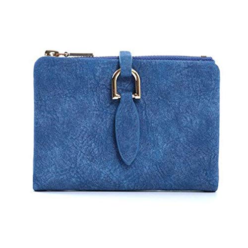 jonam Geldbörse für Damen Er Short-Kupplungs-Mappe Kleine Matte Frauen Wallet Weibliche Handtasche (Color : Blue) von jonam