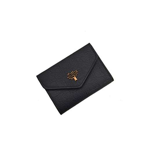 jonam Geldbörse für Damen Frauen Brieftasche Haspe Blatt Mini Kleine Münze Pureess, stilvoll, einfach (Color : Black) von jonam