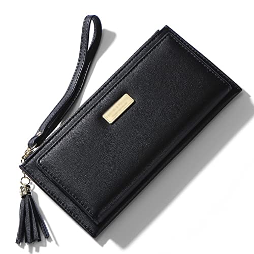 jonam Geldbörse für Damen Frauen Brieftasche Limited Clearance Soft Pu. Leder Telefon Tasche Dame Mode Weibliche Lange Geldbörsen (Color : Black) von jonam