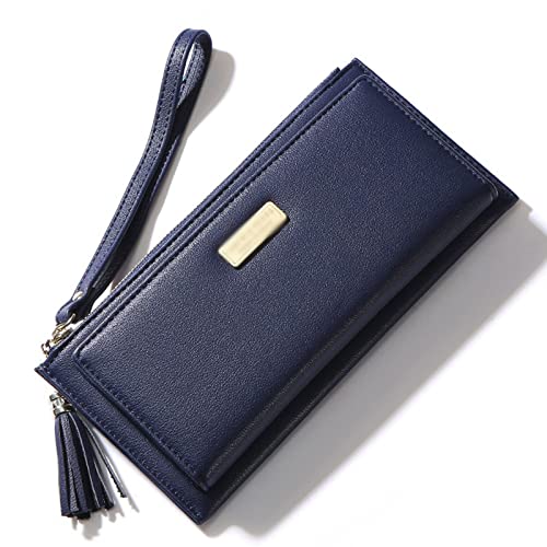 jonam Geldbörse für Damen Frauen Brieftasche Limited Clearance Soft Pu. Leder Telefon Tasche Dame Mode Weibliche Lange Geldbörsen (Color : Blue) von jonam