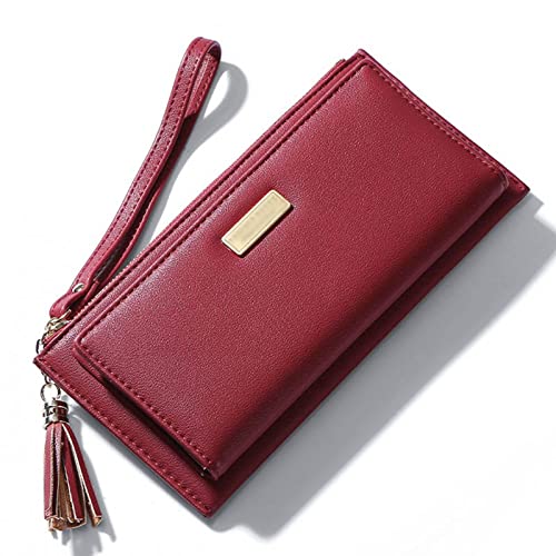 jonam Geldbörse für Damen Frauen Brieftasche Limited Clearance Soft Pu. Leder Telefon Tasche Dame Mode Weibliche Lange Geldbörsen (Color : Red) von jonam