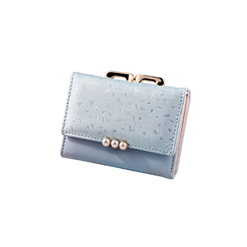 jonam Geldbörse für Damen Frauen Geldbörse Kurze Münzbörse Süßigkeiten Farbe Brieftasche Tri-Fold Nette Kleine Brieftasche Designer Brieftasche (Color : Blue) von jonam