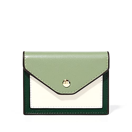 jonam Geldbörse für Damen Frauen Geldbörse Kurzes Kleines Leder Kreditkartenkoffer Slim Umschlag Frauen Brieftasche Geldbörse Mode Kupplung (Color : Green) von jonam
