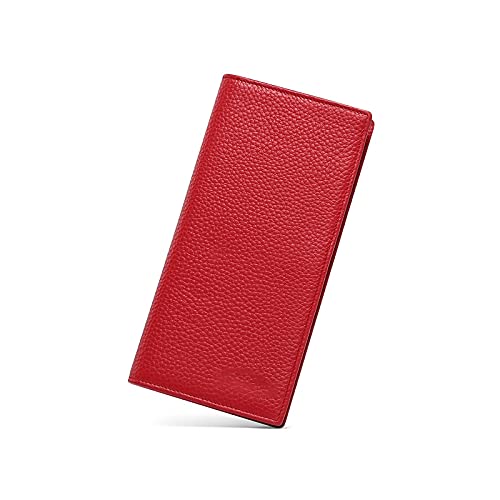 jonam Geldbörse für Damen Frauen Geldbörsen Echtes Leder Kartenhalter Telefon Tasche Weibliche Lange Kupplungsbeutel Für Frauen Damen HASP Brieftaschen (Color : Red) von jonam
