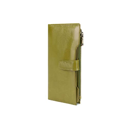 jonam Geldbörse für Damen Frauen Geldbörsen Langer Reißverschluss Echtes Leder Damen Clutch Taschen mit Mobiltelefonhalter Kartenhalter Brieftasche (Color : Green) von jonam