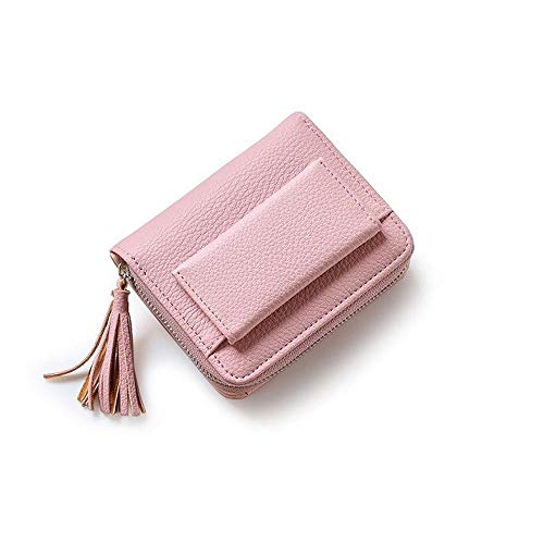 jonam Geldbörse für Damen Frauen Kleine Mappen Short Geld Wallets Leder Lady Zipper Geldbörsen Mode-Kartenhalter (Color : Pink) von jonam