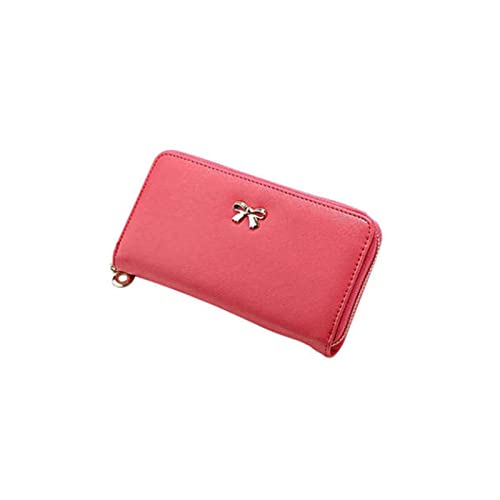 jonam Geldbörse für Damen Frauen Lange Kupplung Brieftaschen weibliche Mode Pu. Leder Bowknot Münzbeutel Telefon Geldbörsen Brieftasche (Color : Red) von jonam
