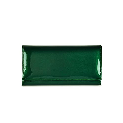 jonam Geldbörse für Damen Frauen Leder Brieftasche Echtes Leder Frauen Geldbörsen Lange Weibliche Geldbörsen Damen Clutch Geldbörse lang ICH WÜRDE Kartenhalter-Münzsäcke (Color : Green) von jonam