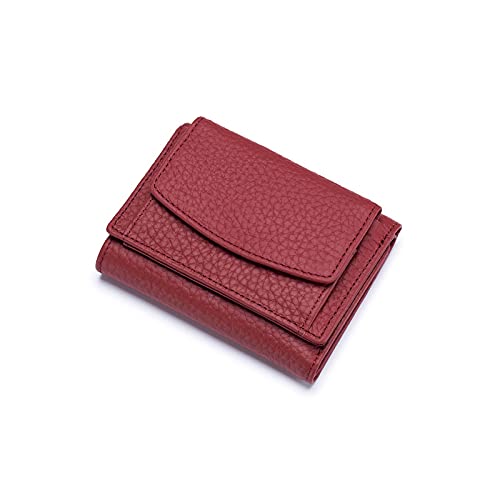 jonam Geldbörse für Damen Frauen Leder Brieftasche Kleine Leder Münze Geldbörse Karten Fall Große Geldtasche Tragbare Kupplung (Color : Red) von jonam