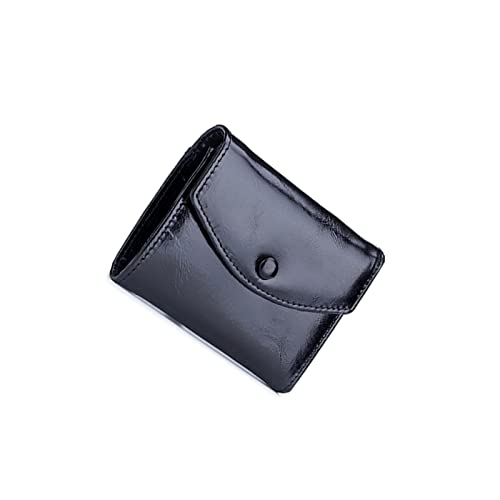 jonam Geldbörse für Damen Frauen Leder Design Münze Geldbörse Öl Wachs Leder Damen Zipper Geldbörse (Color : Black) von jonam