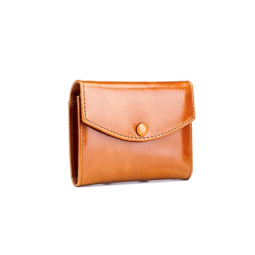 jonam Geldbörse für Damen Frauen Leder Design Münze Geldbörse Öl Wachs Leder Damen Zipper Geldbörse (Color : Orange) von jonam