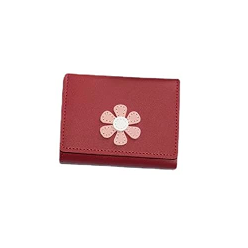 jonam Geldbörse für Damen Frauen Nette Blume Brieftasche HASP Entworfen PU Leder Mädchen Münze Geldbörsen Weibliche Kartenhalter (Color : Red) von jonam