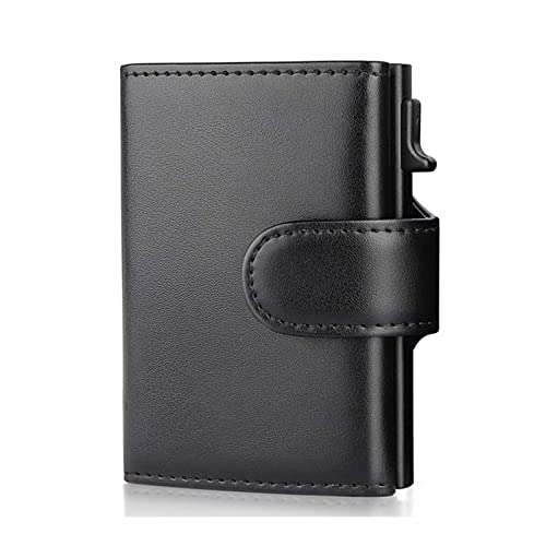 jonam Geldbörse für Damen Genuine Leather Men Wallets Card Holder Trifold Wallet Money Bags Smart Slim Thin Coin Pocket Wallet Purse (Color : Black) von jonam